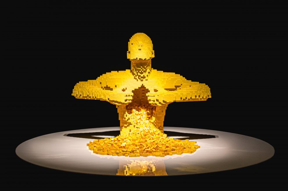 Body made of lego bricks.